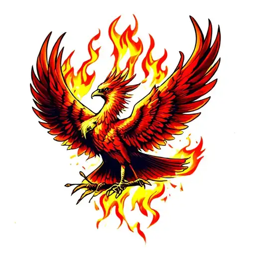 Phoenix Rising From Ashes Or Flames Left Arm Vertical Flight
