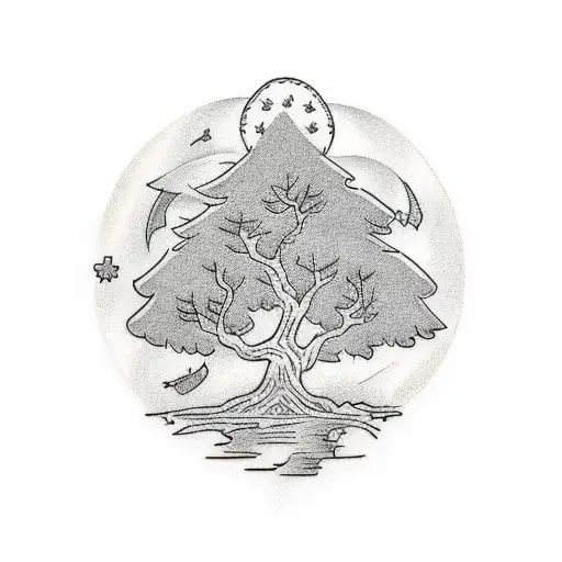 Tree With Symbols In The Branches