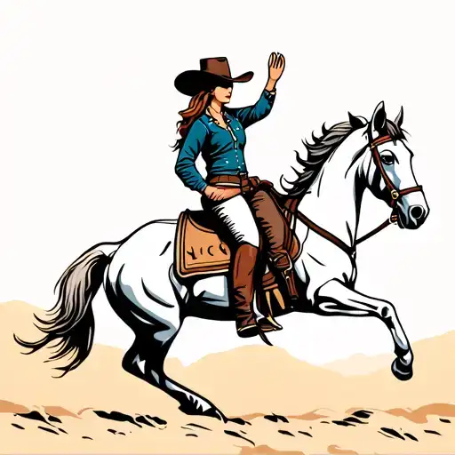 Cowgirl Riding A Horse