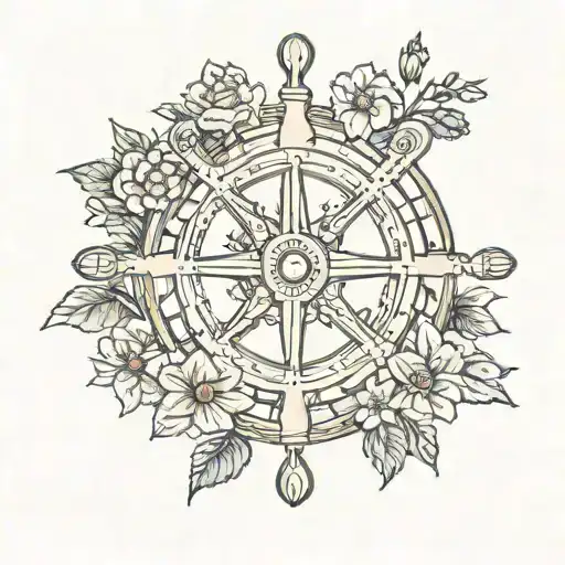 Ships Wheel With Birth Flowers Of November July January April Make Sure All Flowers Show