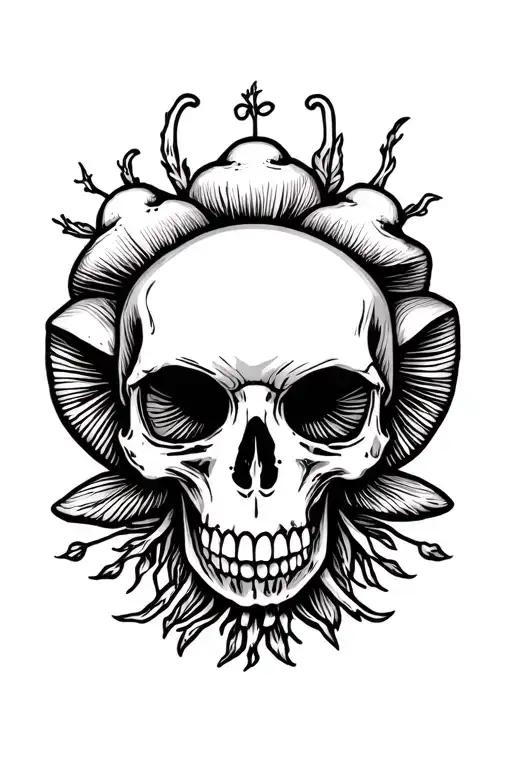 Mushrooms Skull Old School