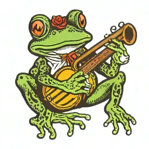 Frog Playing Harmonica