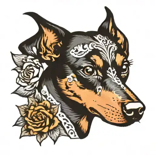 Pinscher Mix Black With White