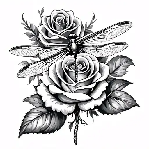 Rose And Dragonfly Made