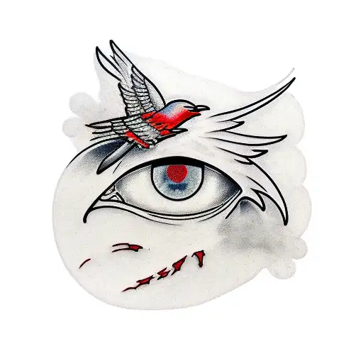 Red Eye Raven Watching Angry On City Buldings