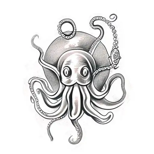 Octopus Holding A Dive Helment