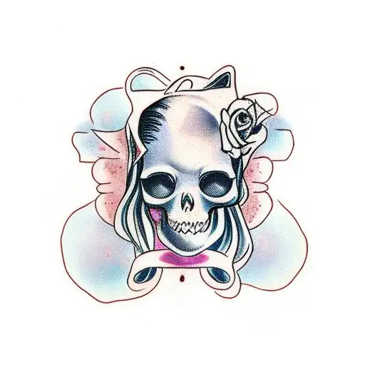 Girl Taking Off Shirt With Skull As Her Body