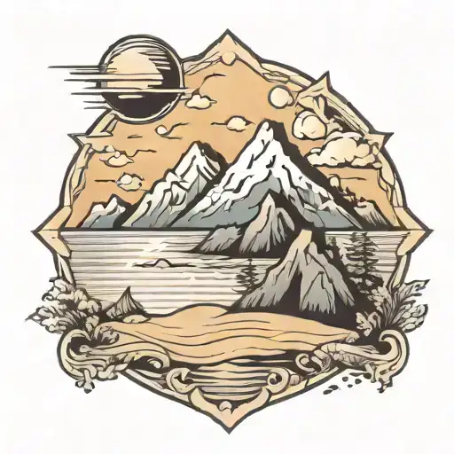 Beach And Mountains Reflected