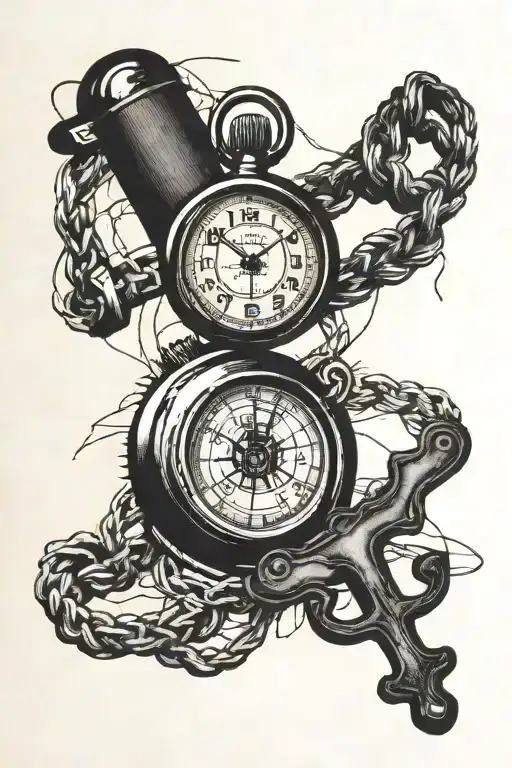 Christian Cross And A Stopwatch In Barber Wire