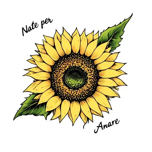 Sunflower With Nate Per Amare Written On The Stem