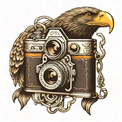 Vintage Camera Transforming Into An Eagle Intertwined