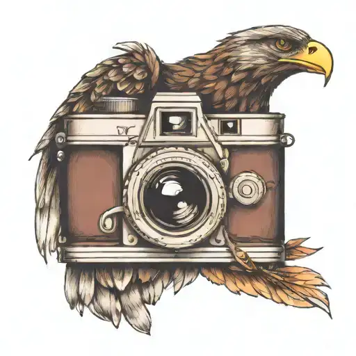 Vintage Camera Transforming Into An Eagle Intertwined