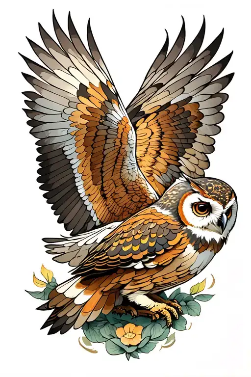I Want A Tattoo Design Featuring Two Twin Owls In Flight