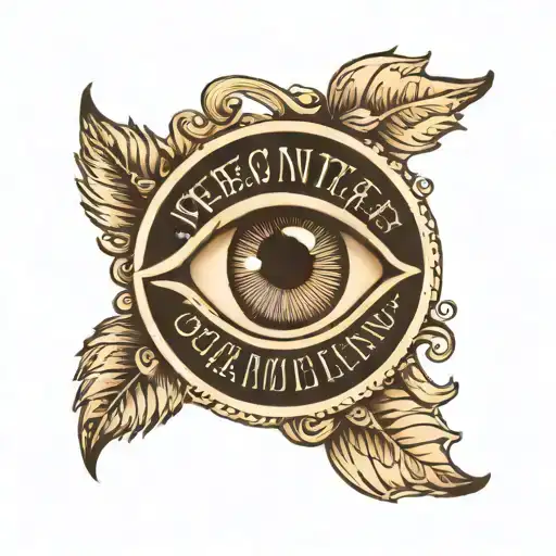 Black And White Eye With Latin Word Round It