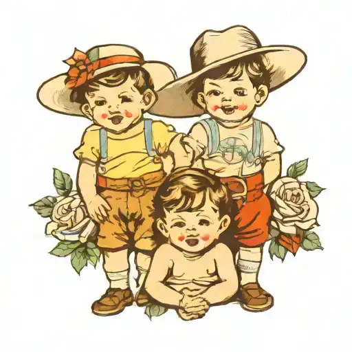 2 Little Boys With Their Mom