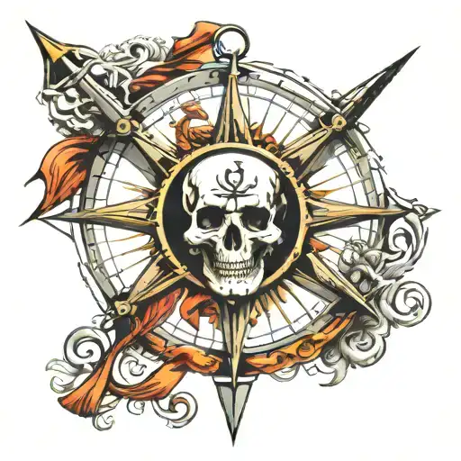 Skull Pirate Nautical Compass