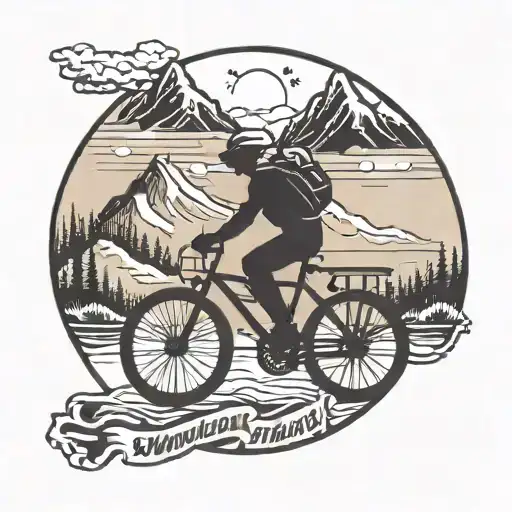 Wanderlust Travel To Mountains On Bike Silhouette