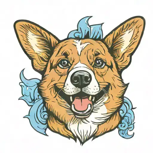 Cartoon Corgi With Blue Eyes Showing Off Diamond Grills In Mouth