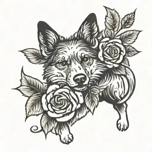 Dog And Roses
