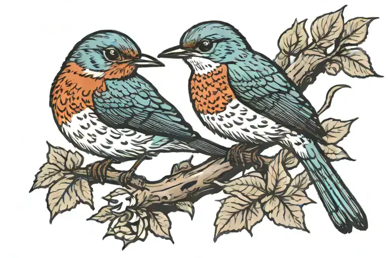 Robin And Kingfisher Perched