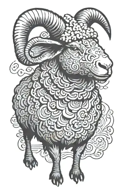 Half Black Sheep Half Man Standing Proudly