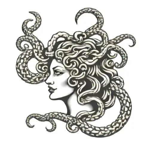 Medusa Head With Satanic And Antifacism Symbols Incorporated