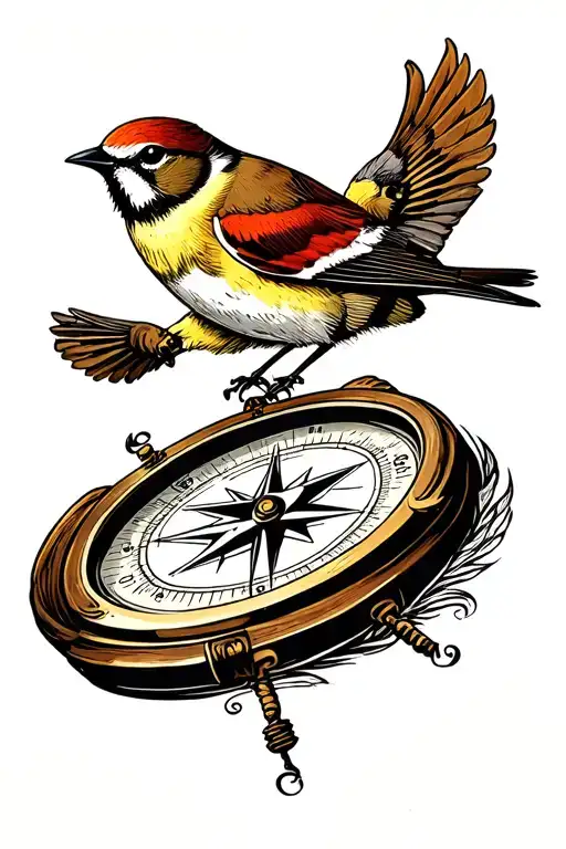 Compass With Two Sparrows