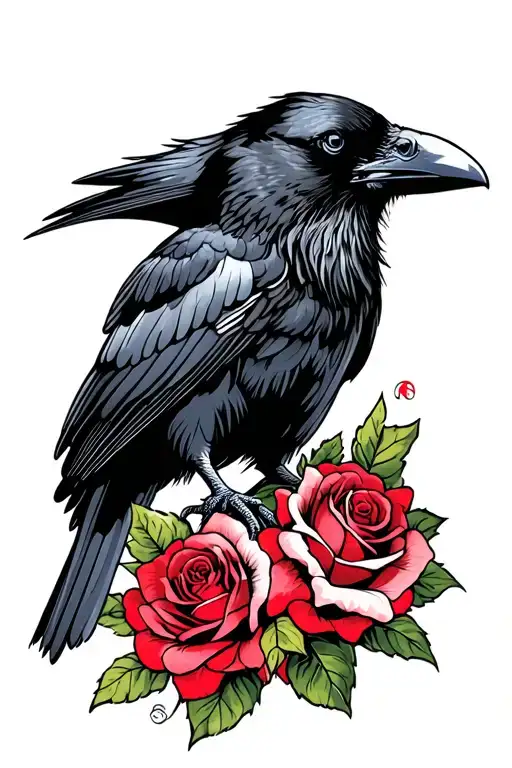 Raven And Roses