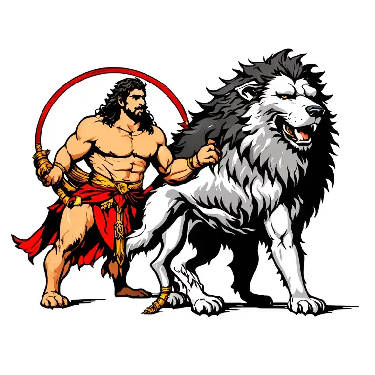 Hercules Taling A Walk With Cerberus