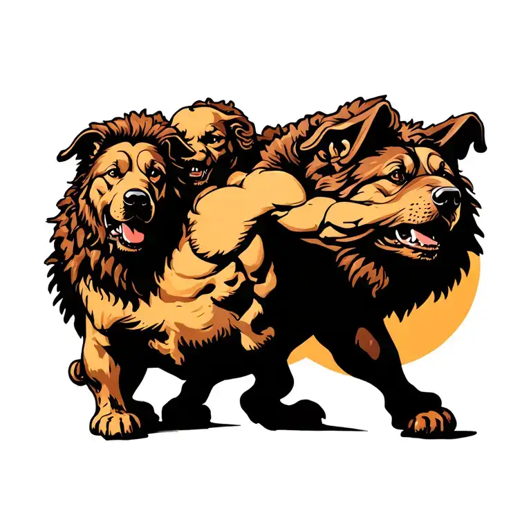 Hercules Taling A Walk With A Three Headed Dog