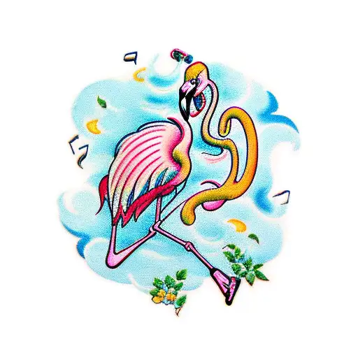 Flamingo With Musical Notes