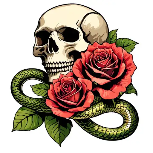 Skull Roses Snakes Going All
