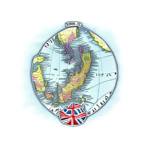 Stylized Map Outline Of New Zealand With The Silver Fern And Kiwi At The Center