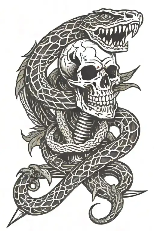 Skeletal Snake With Keris Dagger