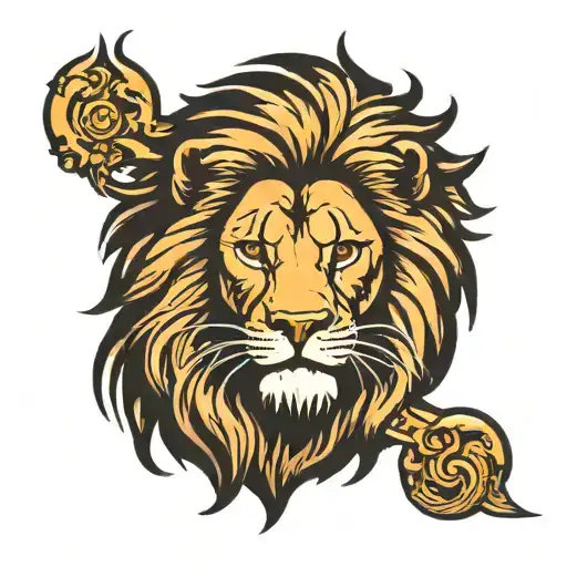 Fierce Lion Head Facing Forward