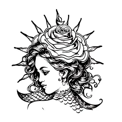 Rose Cupcake Sun Mermaid Scales