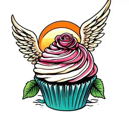 Rose Cupcake Sunset Mermaid Scales Halo Wings