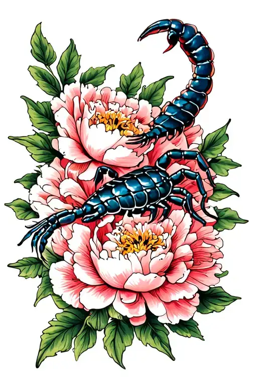 Peonies With Scorpion