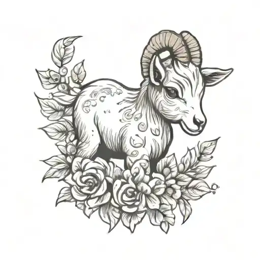 Cute Baby Goat Wearing A Sweatshirt With Flowers On