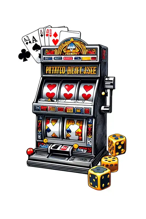 Slot Machine And Cards And Dice