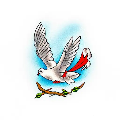 Dove With Olive Branch Over Red Bluff California