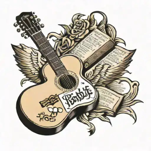 Guitar With Bible In The Background