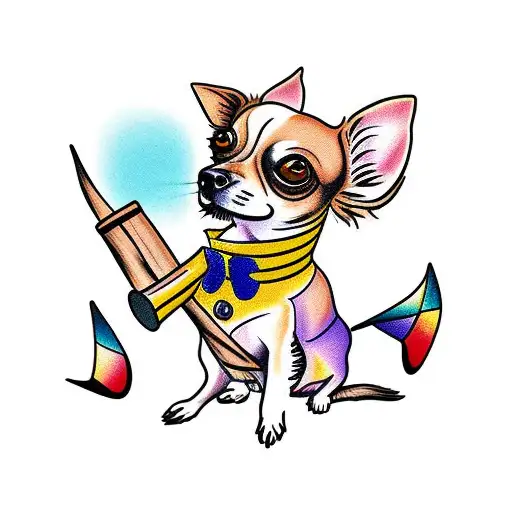 3 Chihuahua Playing With A Stick All Different Colors