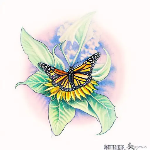 Monarch Butterfly On A Sunflower