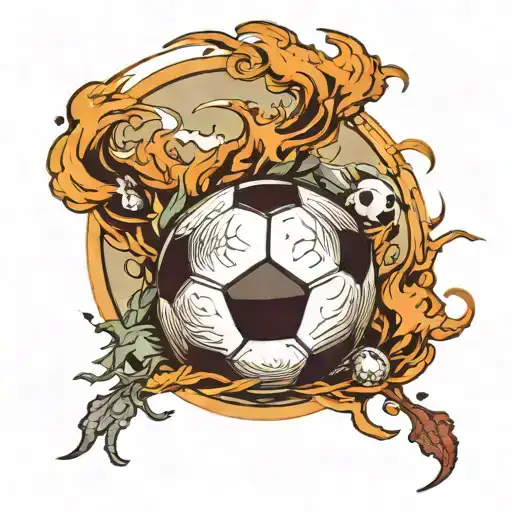 A Traditional Style Design Of A Soccer Ball Morphing Into A Battlefield Scene