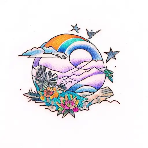 Girl Heaven Mountains Animals