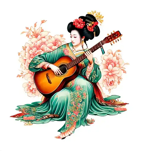 Geisha Playing Guitar