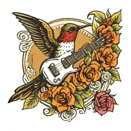 A Hummingbird Playing A Tiny Dobro Guitar