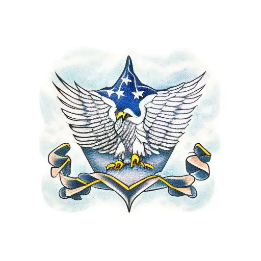 American Eagle Holding Eureka Flag In Claws