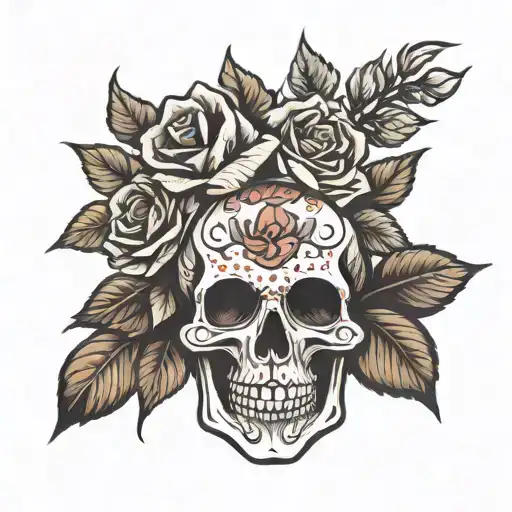 Skull And Roses With Mexican Influence